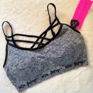 Betsey Johnson Black and Gray Strappy Bralette